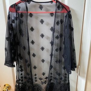 long sheer lace cardigan
